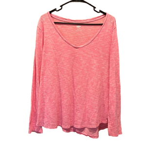 Old Navy Heathered Pink Relaxed Style Long Sleeve V-Neck Shirt Size XXL